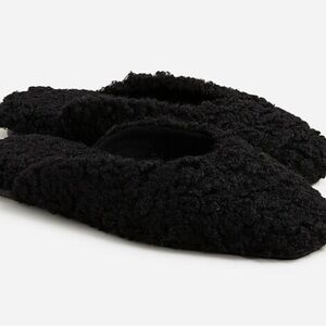 J. Crew Black Fuzzy Women's Slippers